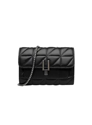 Stitched Cross-Body Bag With Metal Handle Black 