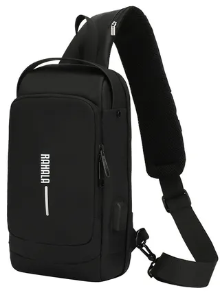 950 Crossbody bag Waterproof Anti-theft Unisex USB charging High quality Bag - Black 