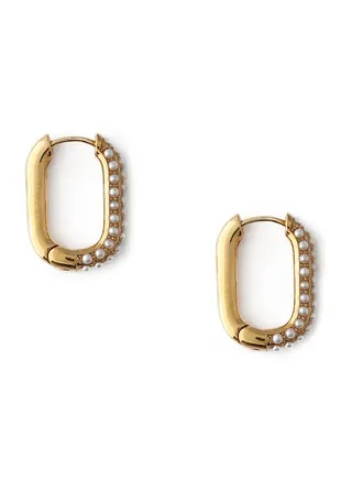 Pearl Encrusted Oval Hoops 