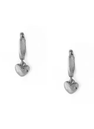 Puffed Heart Drop Huggie Hoops 