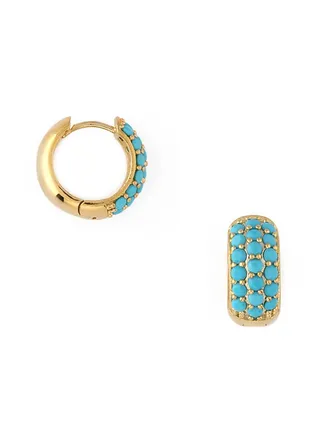 Pave Encrusted Domed Hoops TRQ 