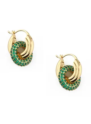 Pave Interlocking Doughnut Hoop Earrings EMD 