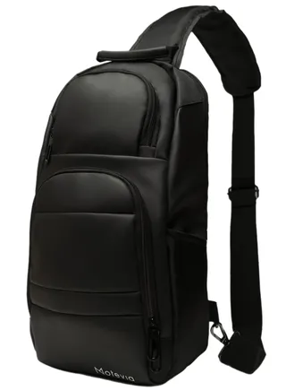 Motevia Crossbody Shoulder Bag Leather Chest Bag Sling Bag with Padded Strap and Front Pockets for Men and Women Size 39 x 24 cm 
