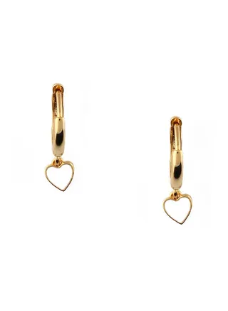 Enamel Heart Drop Huggie WHT 