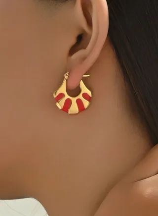 Elegant Gold Plated Hoop Earrings For Women 