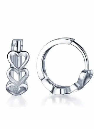Silver Hoop Earrings for Women 925 Sterling Silver Heart Plain Huggie Hoop Earrings Creole for Women/Girls 