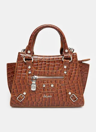 Reptile Pattern Shiny Leather Cross Body Bag 