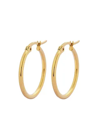 18 Karat Gold Plated Stainless Steel Hoops Earrings 