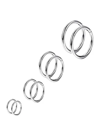 4 Pair Stainless Steel Cartilage Hoop Earrings Set 