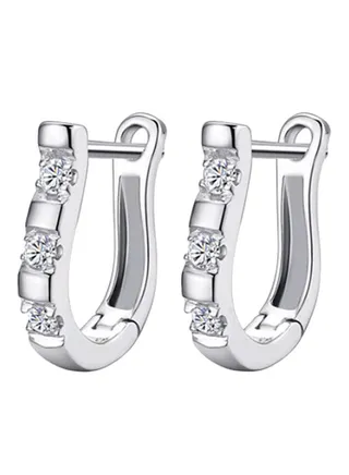 Silver Plated Gemstone Studded Harp Earrings 