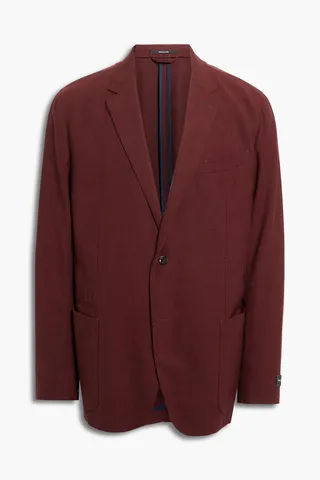 Checked wool and linen-blend blazer