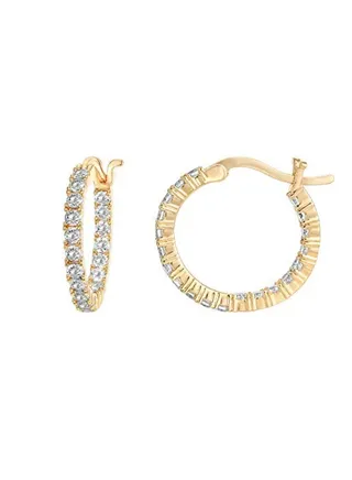 Post Cubic Zirconia Hoop Earrings 