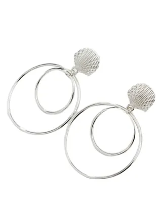 Pair Of Metal Shell Shape Earring Set 