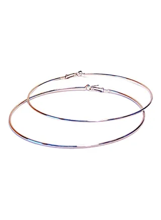 Rhodium Plated Round Metal Hoops 