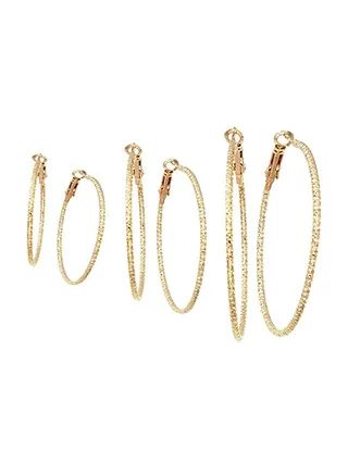 Set Of 3 Brass Hoops 