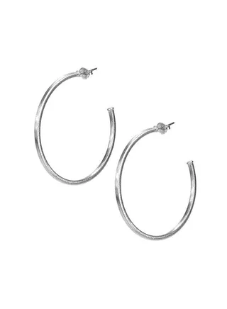 Brass Silver Plated Hoop Earrings 