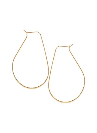 18 Karat Gold Plated Brass Geometric Design Hoop Earrings 