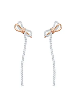 SWAN Graceful Lifelong Bow Dangle Earrings 