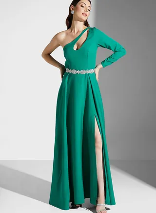 Zena Louay One Shoulder Dress With Cutout