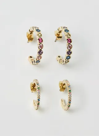 Embellished Hoop Earrings (Pack of 2) 