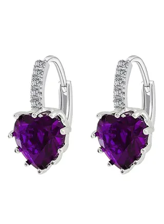 Heart Shape Rhinestone Hoop Earrings 