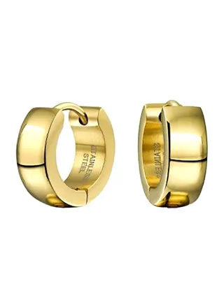 Gold Plated Stainless Steel Hoops Earrings 