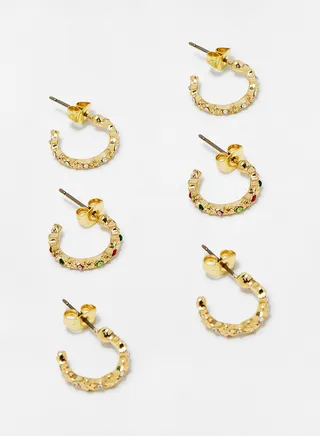 Embellished Hoop Earrings (Pack of 3) 