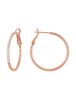 Swarovski Rose Gold Plated Metal Hoop Earrings 