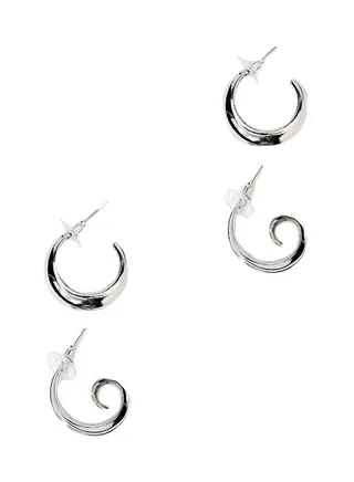 Pair Of 2 Hoop Earrings Set 