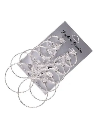 6 Pairs Vintage Big Circle Hoops 