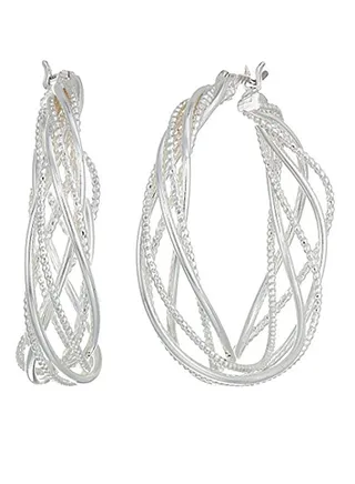 Silver-Tone Layered Metal Hoop Earrings 