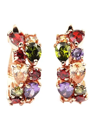 Rose Gold Plated Hoop Earrings With Cubic Zirconia 