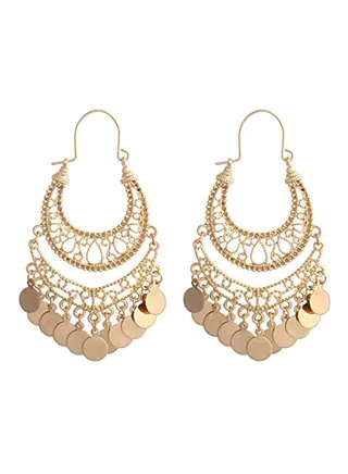 Bohemian Chandelier Coin Dangle Earrings 