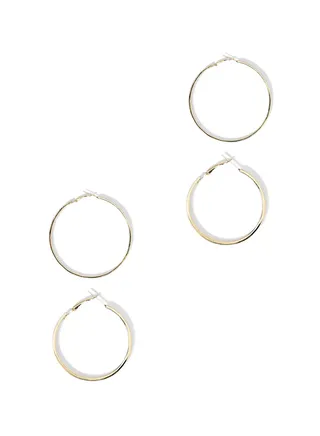 2 Pairs Pushback Closure Hoops Earrings 