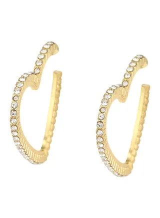 Rhinestone Studded Heart Shaped Hoops 