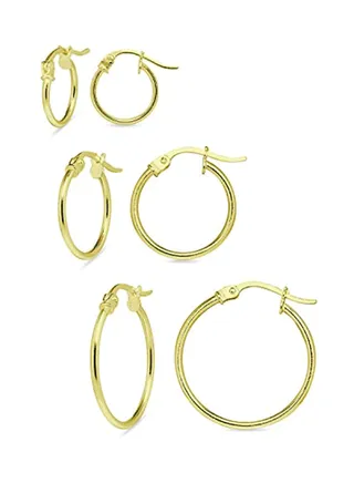 Sterling Hoop Earrings Three Pair Set 