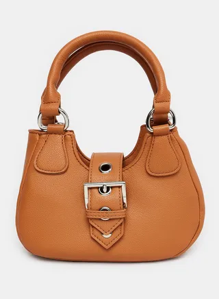 Reptile Skin Press Button Closure Cross Body Bag 