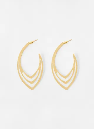 Asymmetrical Cut-Out Hoop Earrings 