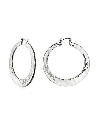 Plated Brass Hammered Flat Hoop Earrings 