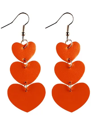 3-Layers Heart Shaped Dangle Earrings 