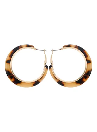 Leopard Round Circle Dangle Drop Hoop Earrings 