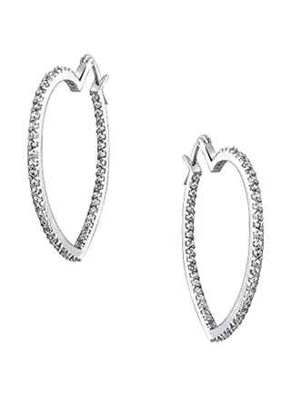 Brass Cubic Zirconia Studded Hoop Earrings 