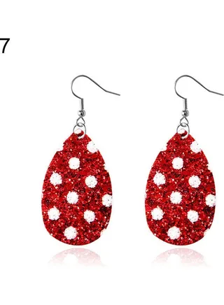 Faux Leather Teardrop Dangle Hook Earrings 