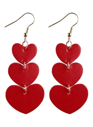 3-Layers Heart Shaped Dangle Earrings 
