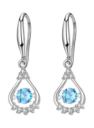 Cubic Zirconia Inlaid Water Drop Dangle Earrings 