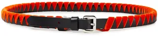 Velvet-trimmed leather belt