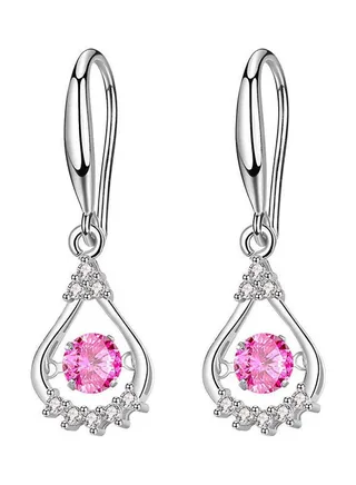 Cubic Zirconia Inlaid Water Drop Dangle Earrings 