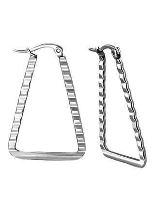 Stainless Steel Diagonal Flat Triangle Clip Earrings 