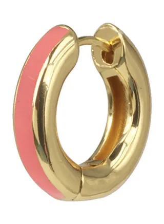Enamel Studded Round Shaped Hoop Earrings 