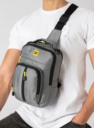 Crossbody bag waterproof material grey color 